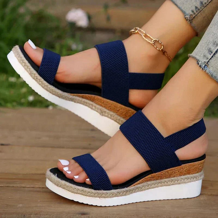Women's Wedge Sandals with Straps and Braided Sole Detail