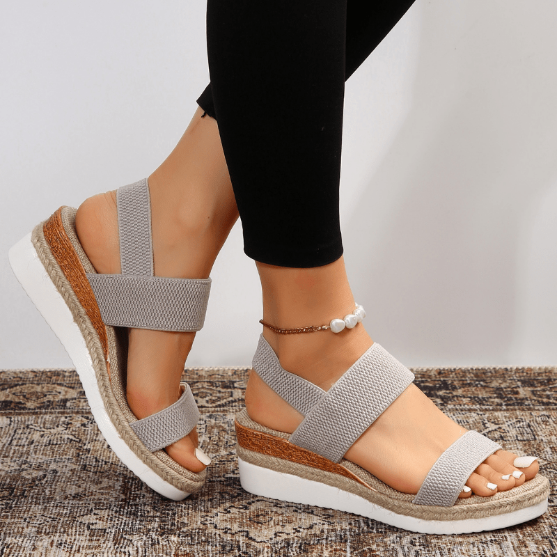 Women's Wedge Sandals with Straps and Braided Sole Detail