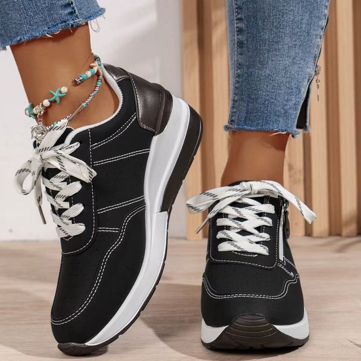 Women's Wedge Sneakers with Side Zip and Contrast Accents