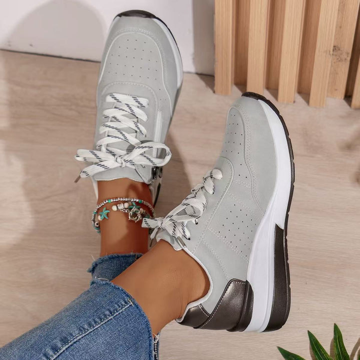Women's Wedge Sneakers with Side Zip and Contrast Accents