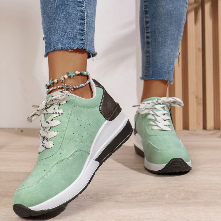 Women's Wedge Sneakers with Side Zip and Contrast Accents
