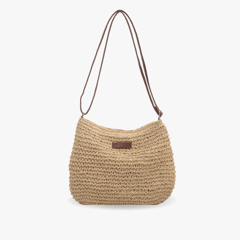 Women’s Woven Bag with Interior Pocket and Zip Closure