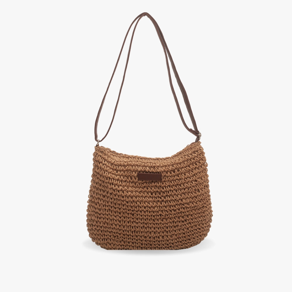 Women’s Woven Bag with Interior Pocket and Zip Closure